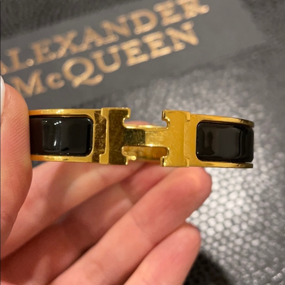 Hermès bracelet black and gold
